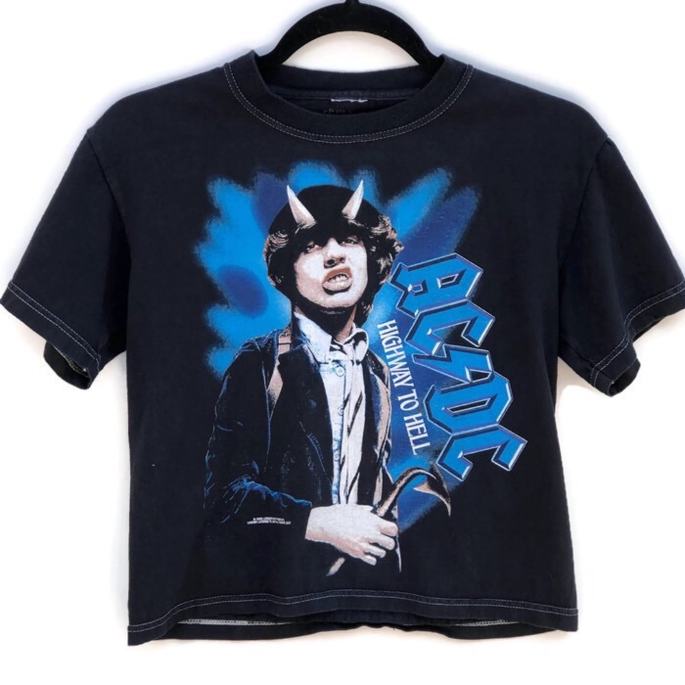 Graphic AC/DC Highway To Hell Cropped T-Shirt